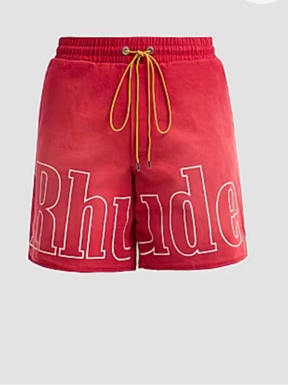 Rhude Red Athletic Shorts with Yellow Drawcord. Size M